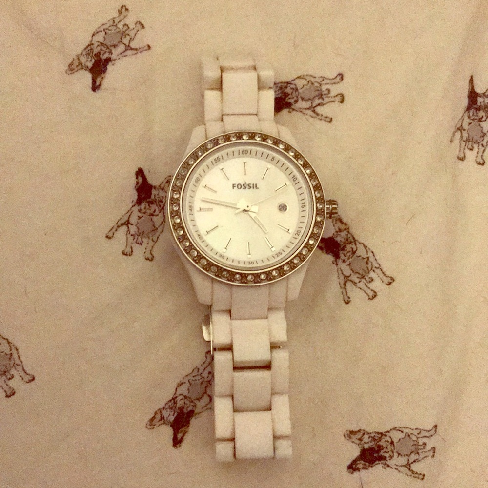 White Fossil Watch